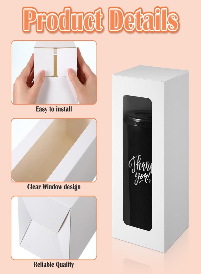 ReliThick 24 Pcs Tumbler Gift Box Tumbler Boxes with Window, White Gift Box for 16-24oz Tumblers Water Bottle Boxes for Gifts Wrapping Packaging - Image 4